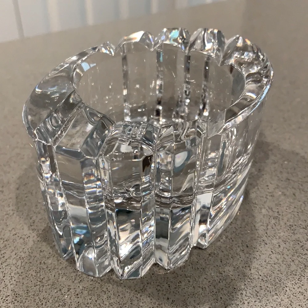 Mikasa Oval Crystal Candle Holder heavy clear crystal NWT